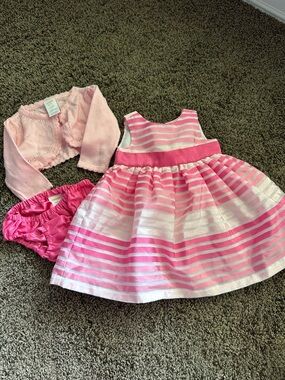 Gymboree girls dress outfit 0-3 mths  Dressed Up Striped Dress wedding Easter